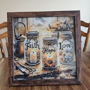 NEW! Framed Faith Hope Love Beaded Art